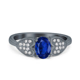 Fashion Heart Ring Oval Simulated Cubic Zirconia 925 Sterling Silver