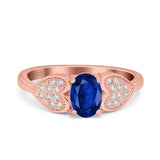 Fashion Heart Ring Oval Simulated Cubic Zirconia 925 Sterling Silver