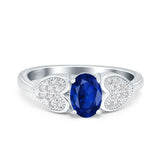Fashion Heart Ring Oval Simulated Cubic Zirconia 925 Sterling Silver
