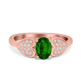 Fashion Heart Ring Oval Simulated Cubic Zirconia 925 Sterling Silver