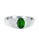 Fashion Heart Ring Oval Simulated Cubic Zirconia 925 Sterling Silver