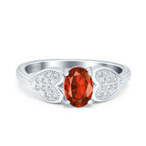 Fashion Heart Ring Oval Simulated Cubic Zirconia 925 Sterling Silver