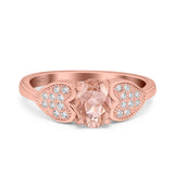 Fashion Heart Ring Oval Simulated Cubic Zirconia 925 Sterling Silver
