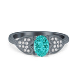 Fashion Heart Ring Oval Simulated Cubic Zirconia 925 Sterling Silver