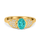 Fashion Heart Ring Oval Simulated Cubic Zirconia 925 Sterling Silver