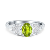 Fashion Heart Ring Oval Simulated Cubic Zirconia 925 Sterling Silver