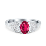 Fashion Heart Ring Oval Simulated Cubic Zirconia 925 Sterling Silver