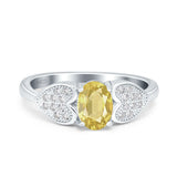 Fashion Heart Ring Oval Simulated Cubic Zirconia 925 Sterling Silver