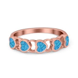 Heart Promise Thumb Eternity Rings Sideways Simulated Opal 925 Sterling Silver