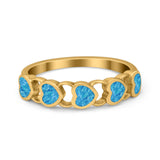 Heart Promise Thumb Eternity Rings Sideways Simulated Opal 925 Sterling Silver