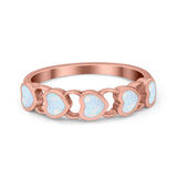 Heart Promise Thumb Eternity Rings Sideways Simulated Opal 925 Sterling Silver