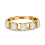 Heart Promise Thumb Eternity Rings Sideways Simulated Opal 925 Sterling Silver