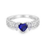 Filigree Heart Promise Wedding Ring 925 Sterling Silver Simulated Cubic Zirconia