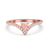 Chevron Midi V Ring Heart Simulated Stone Cubic Zirconia 925 Sterling Silver