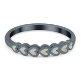 Sideways Heart Eternity Band Lab Created White Opal Band 925 Sterling Silver