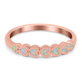 Sideways Heart Eternity Band Lab Created White Opal Band 925 Sterling Silver