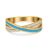 Infinity Crisscross Eternity Rings Simulated CZ Opal 925 Sterling Silver