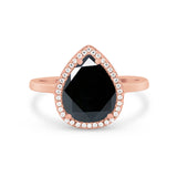 Halo Teardrop Wedding Ring Pear Simulated Cubic Zirconia 925 Sterling Silver