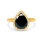 Halo Teardrop Wedding Ring Pear Simulated Cubic Zirconia 925 Sterling Silver