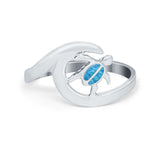 Summer Turtle Wave Ring Band Simulated Cubic Zirconia 925 Sterling Silver