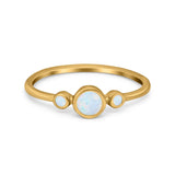 Fashion Style Band Ring Round Simulated Cubic Zirconia Opal 925 Sterling Silver