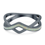 Criss Cross V Shape Ring Band Lab Created Opal 925 Sterling Silver (6mm)