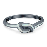 Knot Ring Band Lab Created Opal 925 Sterling Silver (7mm)