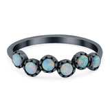 Eternity Band Wedding Ring Lab Created White Opal 925 Sterling Silver (5mm)