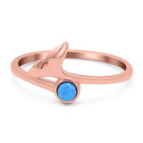 Whale Tail Ring Band Lab Created Opal 925 Sterling Silver (9mm)