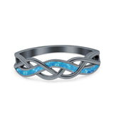 Criss Cross Ring Band Lab Created Opal 925 Sterling Silver (5mm)