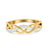 Criss Cross Ring Band Lab Created Opal 925 Sterling Silver (5mm)