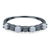 Eternity Band Wedding Ring Lab Created White Opal 925 Sterling Silver
