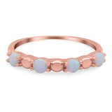 Eternity Band Wedding Ring Lab Created White Opal 925 Sterling Silver