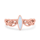 Filigree Thumb Ring Marquise Ring Band Lab Created Opal 925 Sterling Silver (9.5mm)