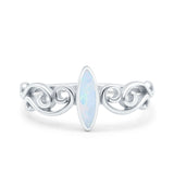 Filigree Thumb Ring Marquise Ring Band Lab Created Opal 925 Sterling Silver (9.5mm)