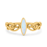 Filigree Thumb Ring Marquise Ring Band Lab Created Opal 925 Sterling Silver (9.5mm)