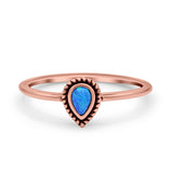 Thumb Ring Teardrop Pear Shape Ring Band Lab Created Opal 925 Sterling Silver (7mm)