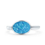 Petite Dainty Oval Promise Ring Band Rhodium Plated 925 Sterling Silver (8mm)
