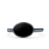 Petite Dainty Oval Promise Ring Band Rhodium Plated 925 Sterling Silver (8mm)