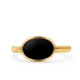 Petite Dainty Oval Promise Ring Band Rhodium Plated 925 Sterling Silver (8mm)