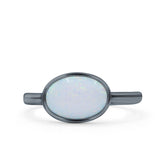 Petite Dainty Oval Promise Ring Band Rhodium Plated 925 Sterling Silver (8mm)