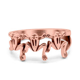 Simple Plain Oxidized Frogs Ring Solid 925 Sterling Silver (9mm)