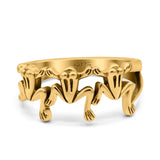Simple Plain Oxidized Frogs Ring Solid 925 Sterling Silver (9mm)
