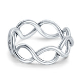 Infinity Braided Rhodium Plated Band Solid 925 Sterling Silver (5mm)