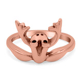 Frog Ring Oxidized Band Solid 925 Sterling Silver Thumb Ring (13mm)