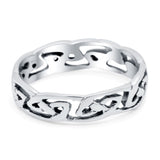 Celtic Ring Oxidized Band Solid 925 Sterling Silver Thumb Ring (5mm)