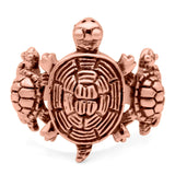 Turtles Oxidized Band Solid 925 Sterling Silver (19mm)