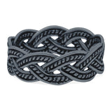 Braid Band Oxidized Ring Solid 925 Sterling Silver Thumb Ring (6mm)