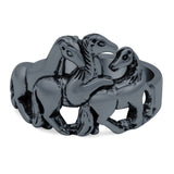 Horse Ring Oxidized Band Solid 925 Sterling Silver Thumb Ring (14mm)
