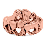 Horse Ring Oxidized Band Solid 925 Sterling Silver Thumb Ring (14mm)
